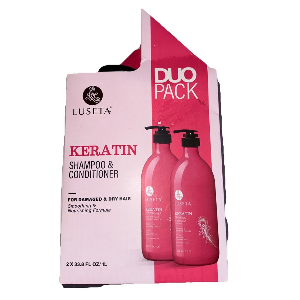 (2-Pk) LUSETA~ KERATIN SHAMPOO + CONDITIONER Strengthen Nourish Damaged Dry Hair